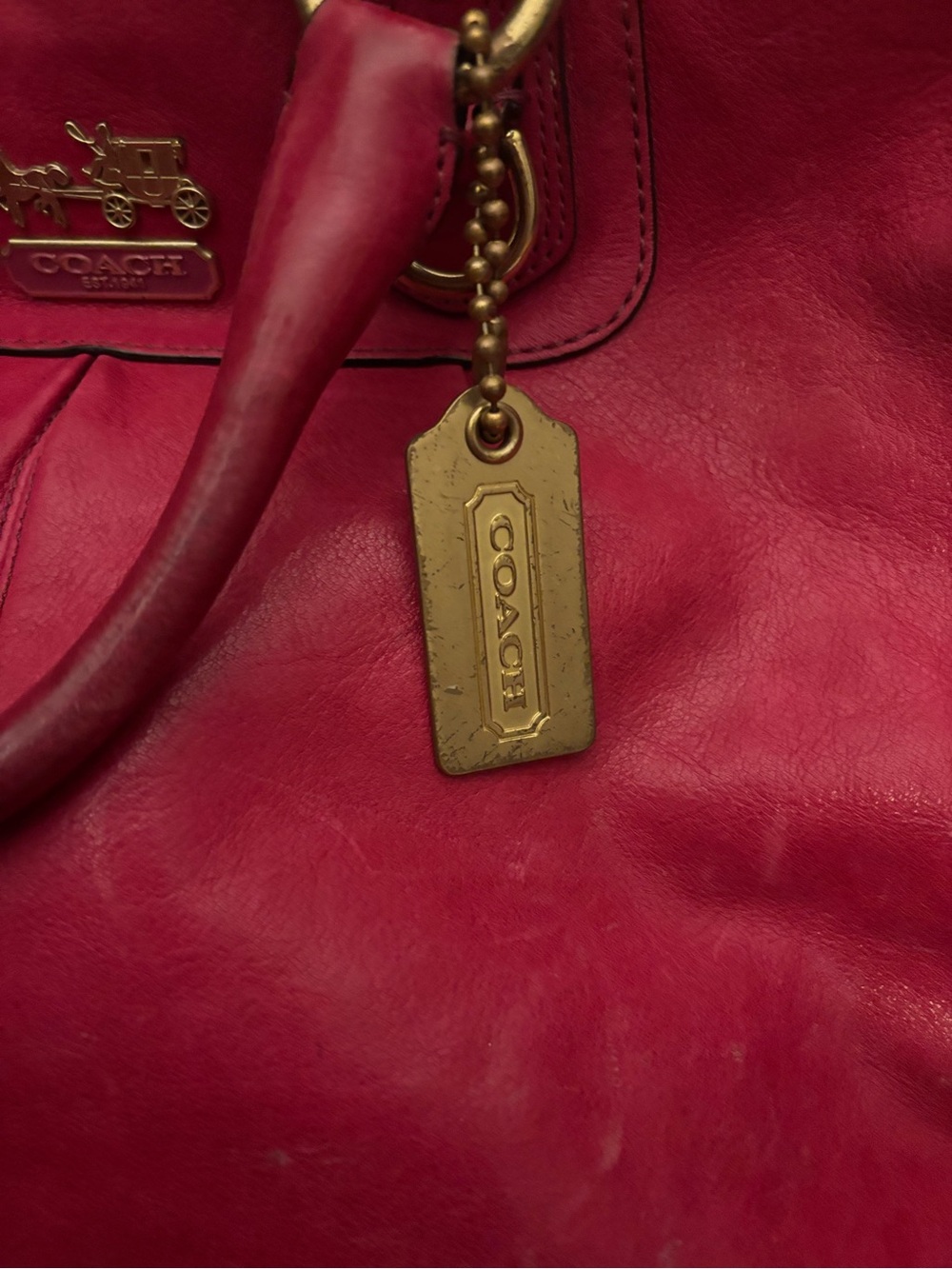 Coach Madison Leather Pink Tote Bag with Brass Hardware - Picture 2 of 10